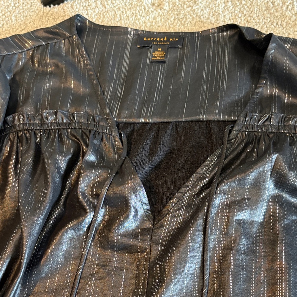 Current Air Shiny Black Leather Jacket